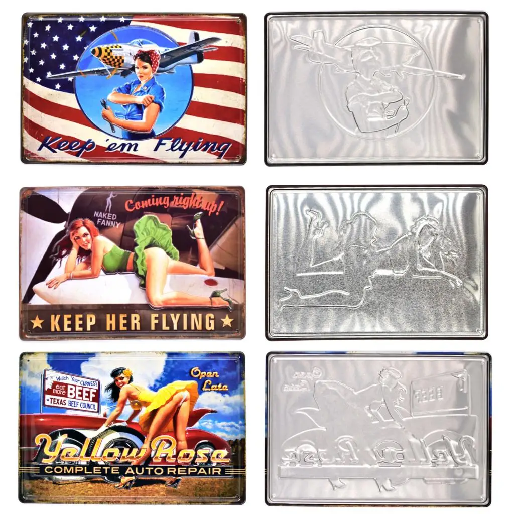Keep Her Flying 3D металлический знак Настенный декор жестяной винтажный домашний Декор