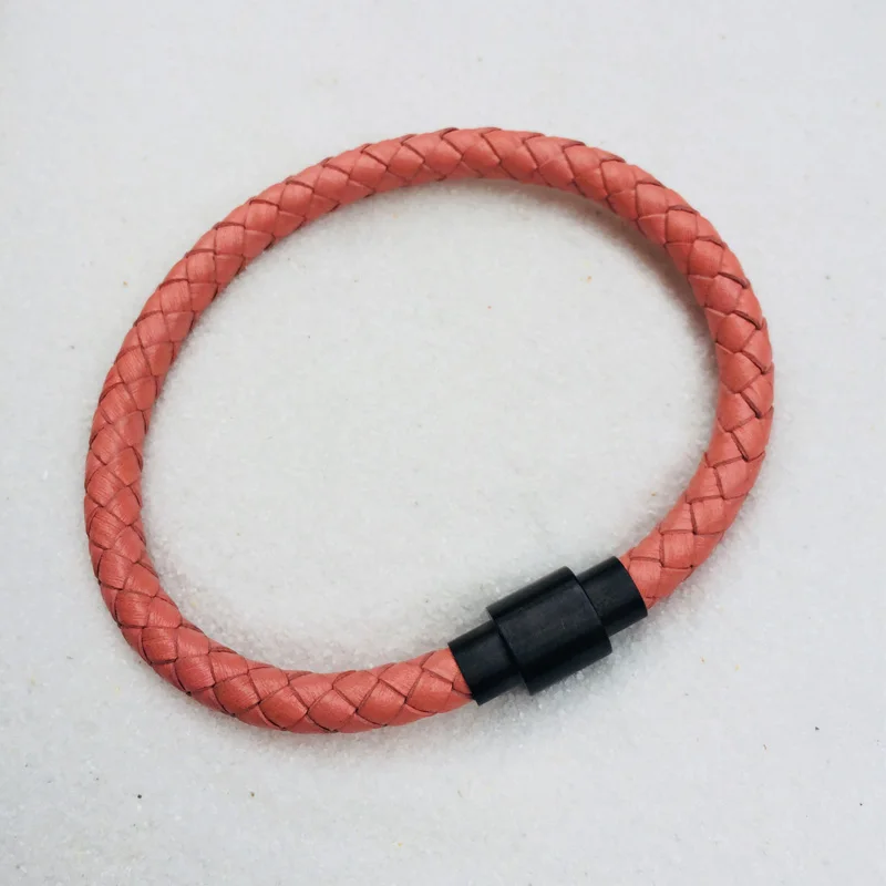 

New 100% Genuine Braided Leather Bracelet Men Women Stainless Steel Magnetic Clasp Male Open Bracelets Bangles Jewelry