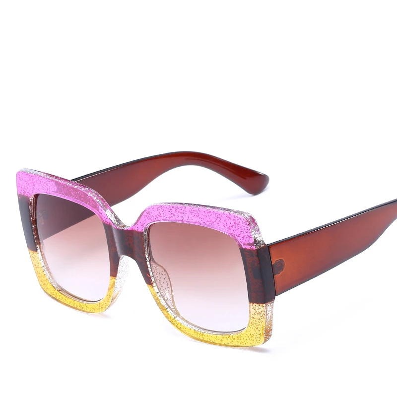 Роскошные квадратные солнцезащитные очки для женщин, фирменный дизайн, негабаритные черные Винтажные Солнцезащитные очки, женские солнцезащитные очки, крутые Оттенки UV400 - Цвет линз: Rose F Yellow