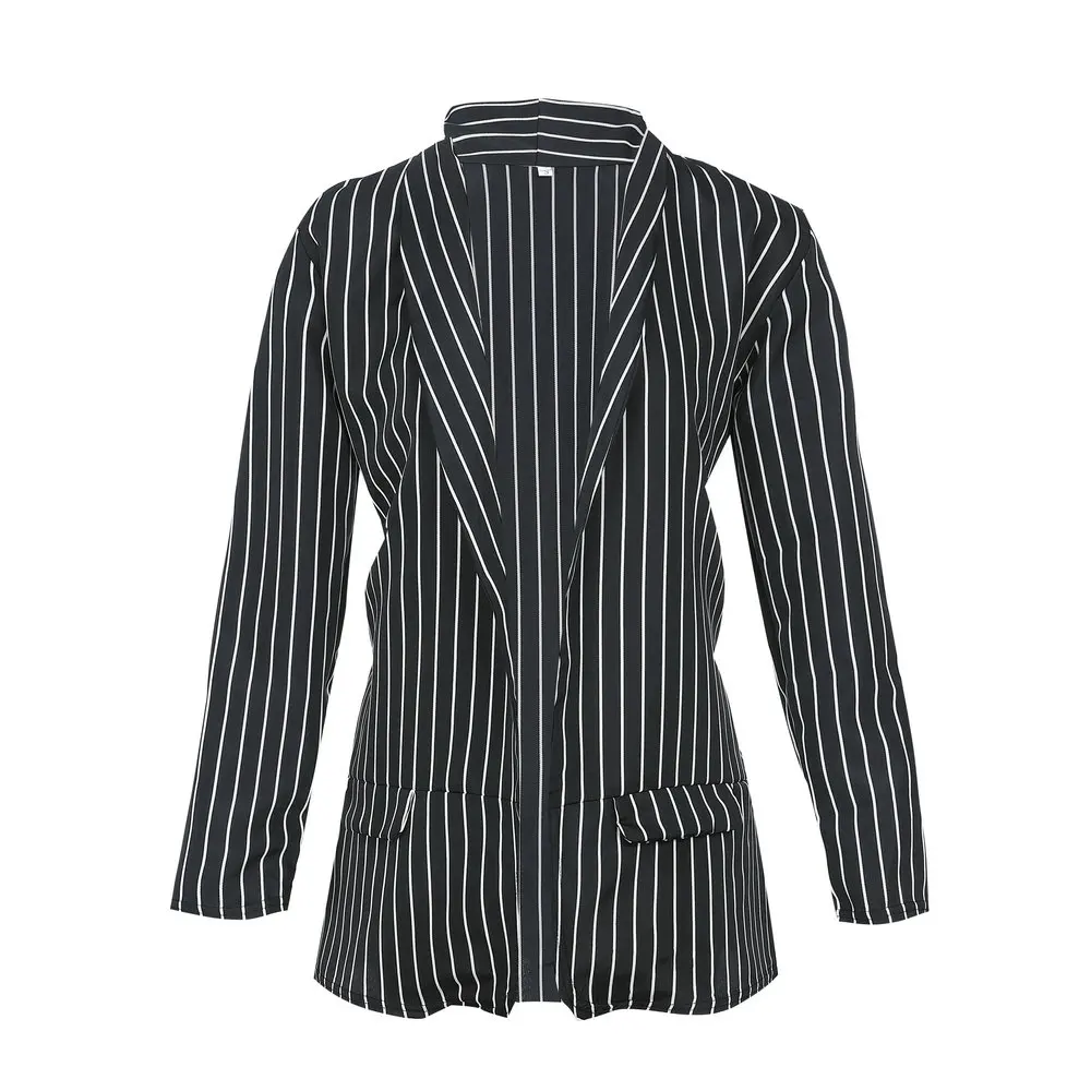  Women Striped Blazers And Jackets 2018 New Autumn Fashion Single Button Blazer Femenino Ladies Solid Long Style  Blazer Female
