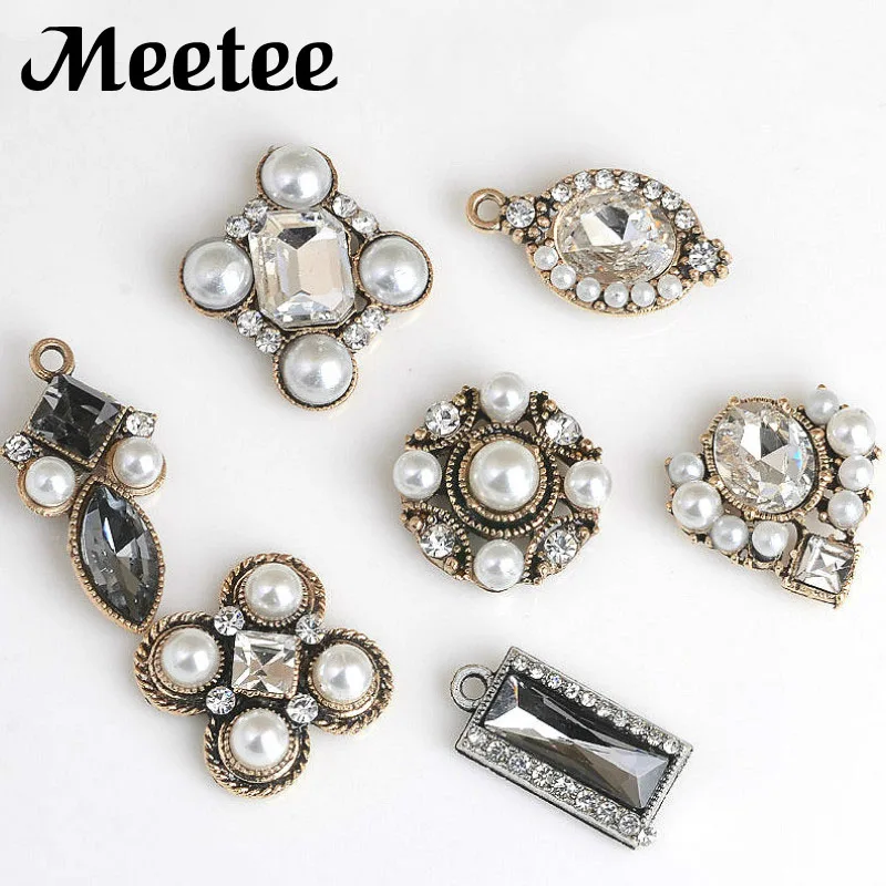 

10Pcs Retro Rhinestone Decoratve Buttons for Clothes Crystal Button Metal Botones DIY Bracelet Garment Hairbow Accessories