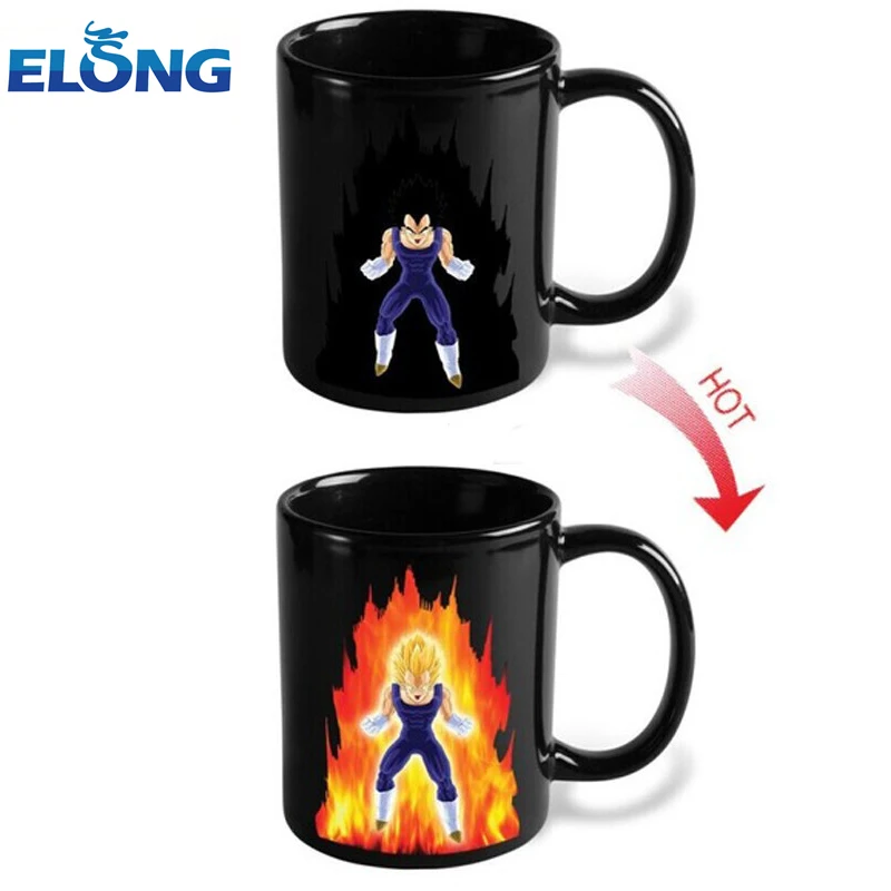 

1 Piece Dragon Ball Z Coffee Mug Goku Vegeta Heat Reactive Color Changing Cup Change Ceramic Caneca Cups Novelty Mugs Gift