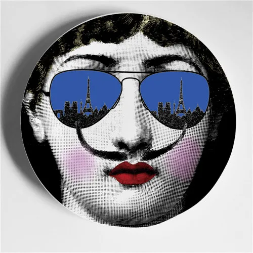 Винтажные фарфоровые декоративные тарелки Fornasetti, настенная тарелка для подвешивания, коллекционная тарелка для тарелок, настольный Настенный декор, лучшие подарки - Цвет: Шоколад