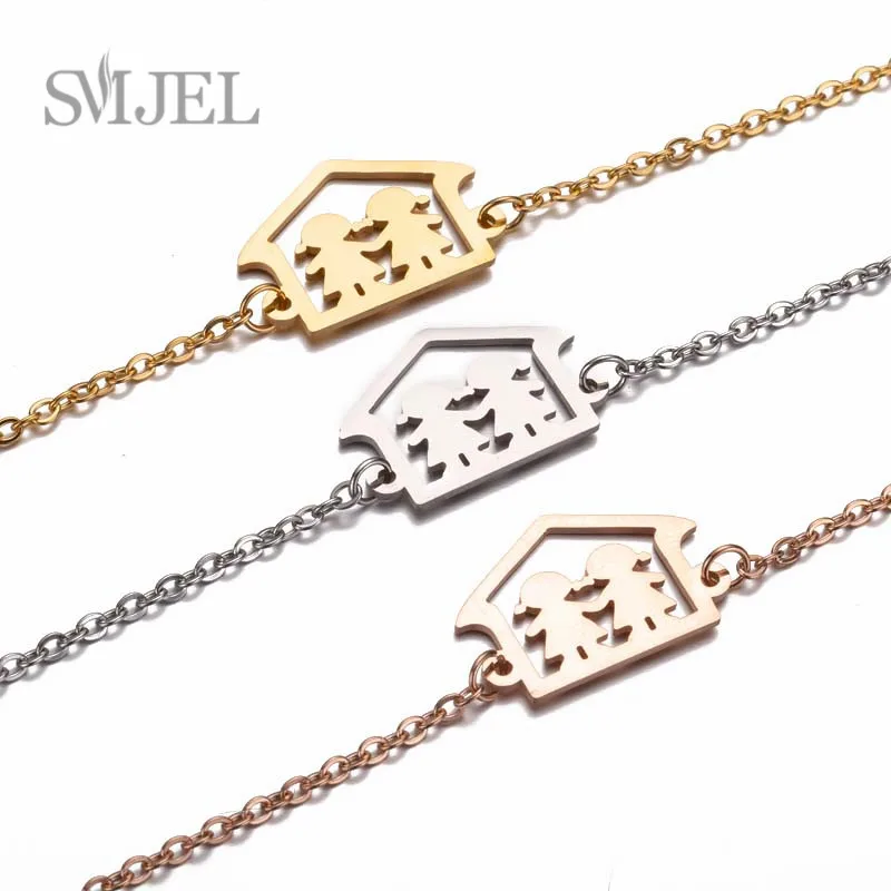 SMJEL Roommate Close friend Shape Charm Bracelet Stainless Steel Bracelets Jewelry For Best Friend Perfect Birthday Gift idea