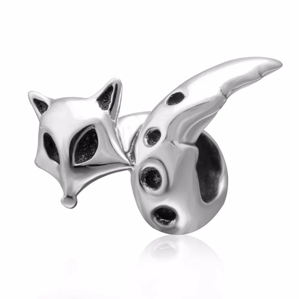 Fox Charm Beads 925 Sterling Silver Charms Fit Original Troll Bracelet & Necklace Jewelry Gift For Woman