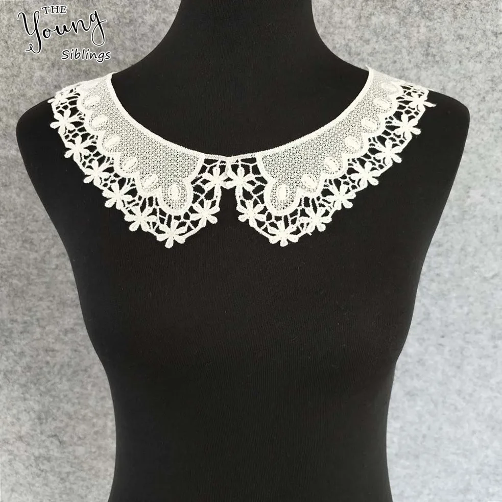 Exquisite white applique Lace Collar Floral Venice Lace Applique Sewing ...