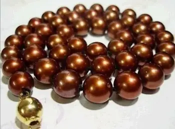 

New Pretty 8mm Chocolate Akoya shell Pearl Necklace 18" AAA>Selling jewerly free shipping