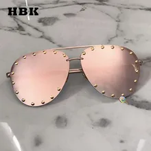 HBK без оправы пилот Modis солнцезащитные очки Oculos для женщин и мужчин фирменный дизайн Роскошные ретро солнцезащитные очки оттенки фестиваль подарок розовый UV400