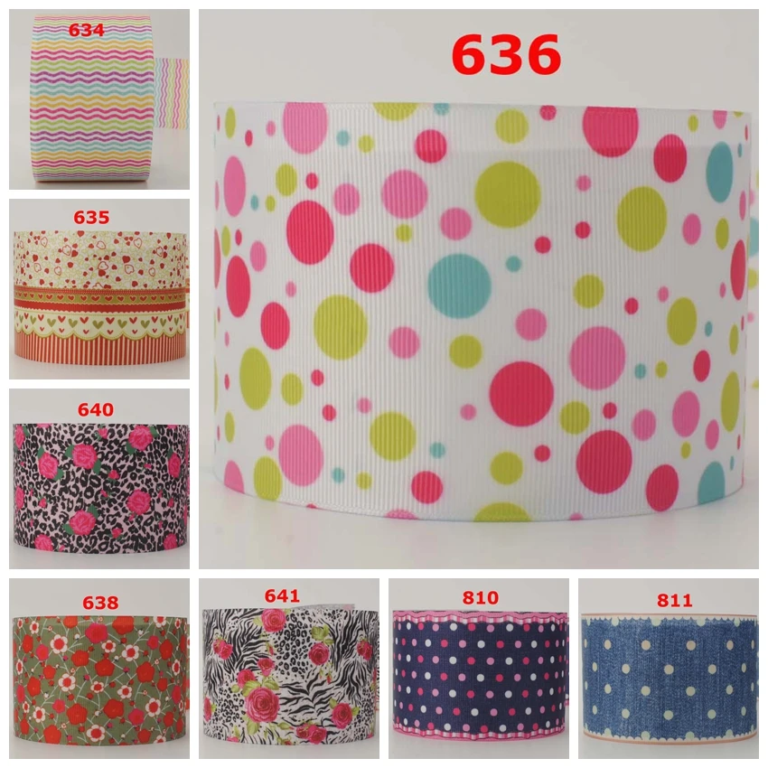 NEW 50 yards 3&quot 75mm dots &amp wave ribbon printed grosgrain free shipping DIY | Дом и сад