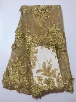

French 3D Lace Fabric Green 2019 beads Latest African Mesh Tulle Lace Fabric Wine Nigerian Guipure Lace Fabric High Quality gold