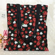 YILE хлопок холст Экологичная для шоппинга с ручкой сумка Книга сумка печать клубника полиэстер ремень L18e