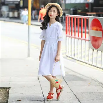 

2019 Korean style girls dress cotton fashion summer good quality girls dresses 6-11t B72