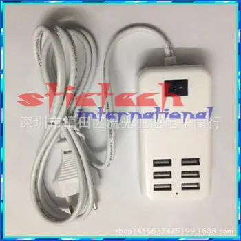 

by dhl or ems 50pcs EU Plug 6A 30W 6 Ports USB Desktop Charger Universal Travel AC Power Adapter Wall Carregador adapter