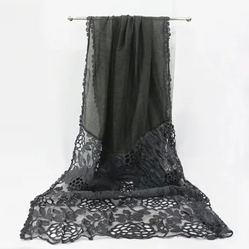 

Luxury Embroidery lace Scarf lace flower Muslim hijab scarf woman gorgeous bandana silk scarf Free Shipping Independen pack