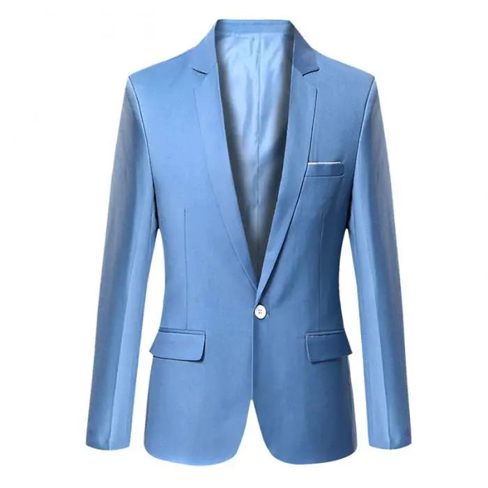 S-6XL Men's Formal Slim Fit Formal One Button Suit Long Sleeve Blazer Cotton Blend Coat Jacket Top Plus Size