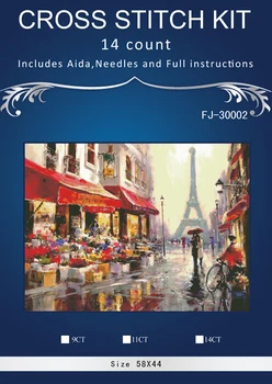 

Needlework,DIY 14CT unprinted Cross stitch Embroidery April in Paris pattern Counted White canvas Cross-Stitching hand