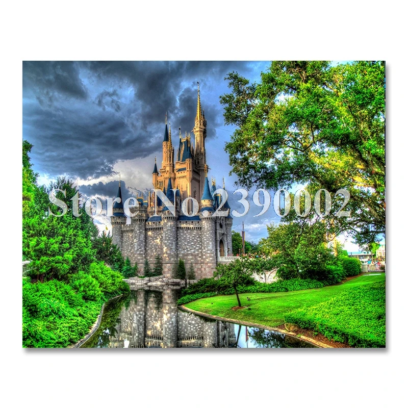 Forest castle landscape Diy Diamond Painting Cross Stitch 5D Full Embroidery Mosaic Kits Home Decoration Christmas gift | Дом и сад