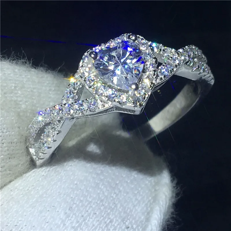 

Handmade Heart shape Promise ring 100% Soild 925 Sterling silver Jewelry AAAAA Zircon cz Engagement wedding band rings for women