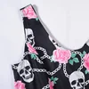 A-line Cute Floral skull Print Dress 3