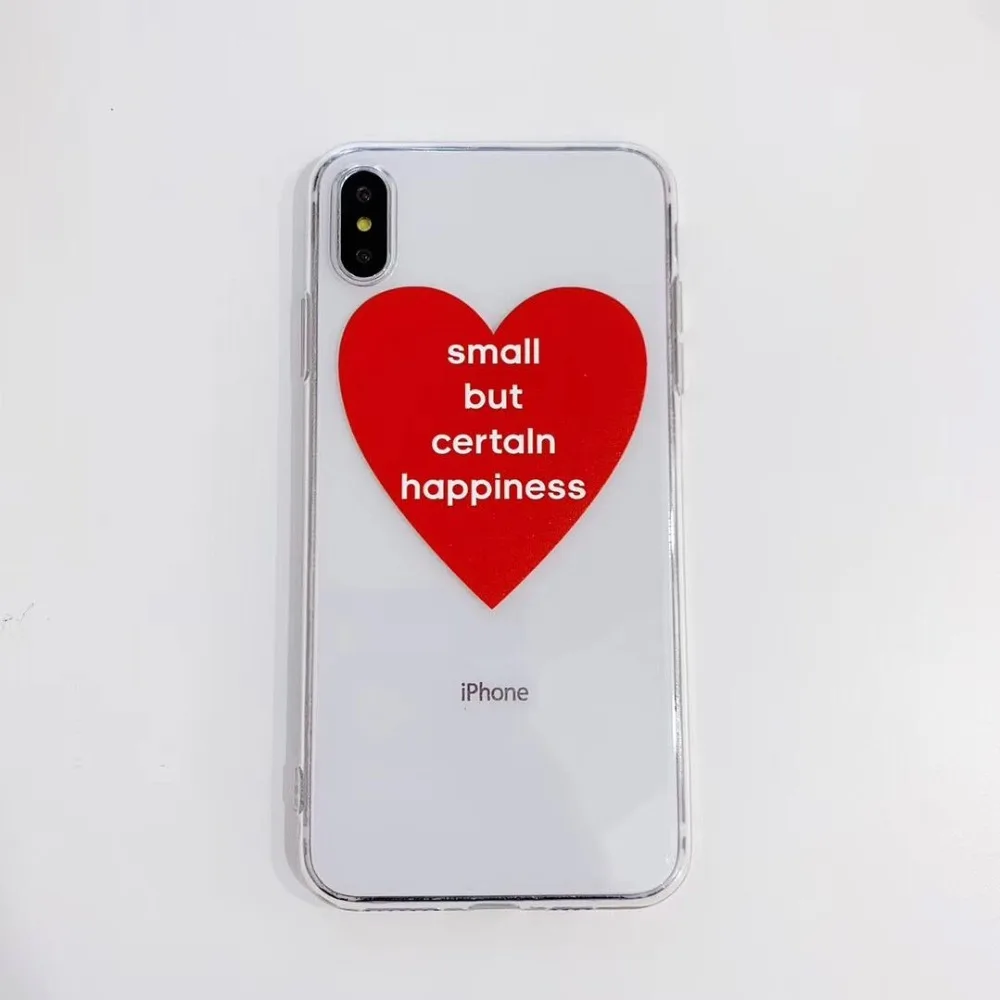 Transparent ins Simple love Couple soft shell For iPhone 7 7Plus 6 6S 6Plus 8 8Plus X XR XS Max Thin and light TPU Anti-fall Phone case05