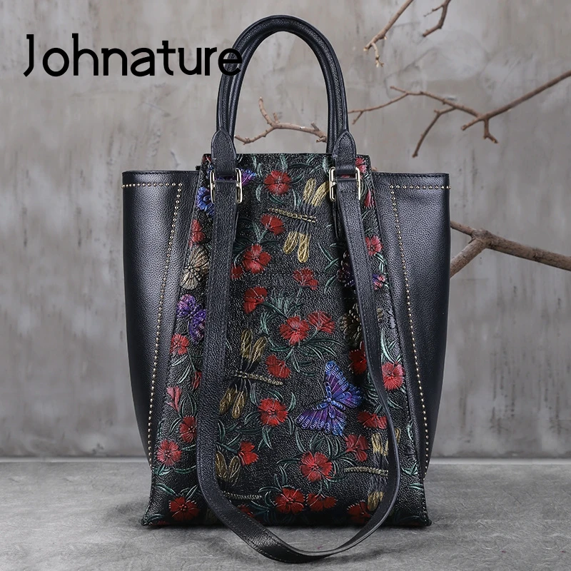 ^*Best Offers Женская сумка на плечо Johnature, Мягкая универсальная сумка из натуральной кожи с цветочным принтом и тиснением, 2020 ^*Best Offers Женская сумка на плечо Johnature, Мягкая универсальная сумка из натуральной кожи с цветочным принтом и тиснением, 2020