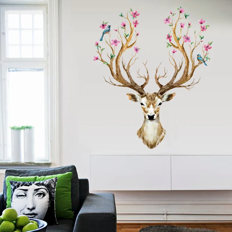 Animals Deer Wall Sticker Forest Tree Art Wall Quote Stickers Colorful Pvc 3d Wall Decal Decor