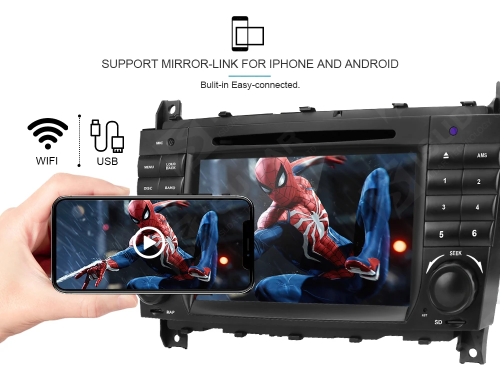 Discount Isudar Two Din Car Multimedia Player Android 8.1 DVD Player For Mercedes/Benz/W203/CLK200/CLK22/C180/C200 GPS Radio FM 2GB 16GB 14