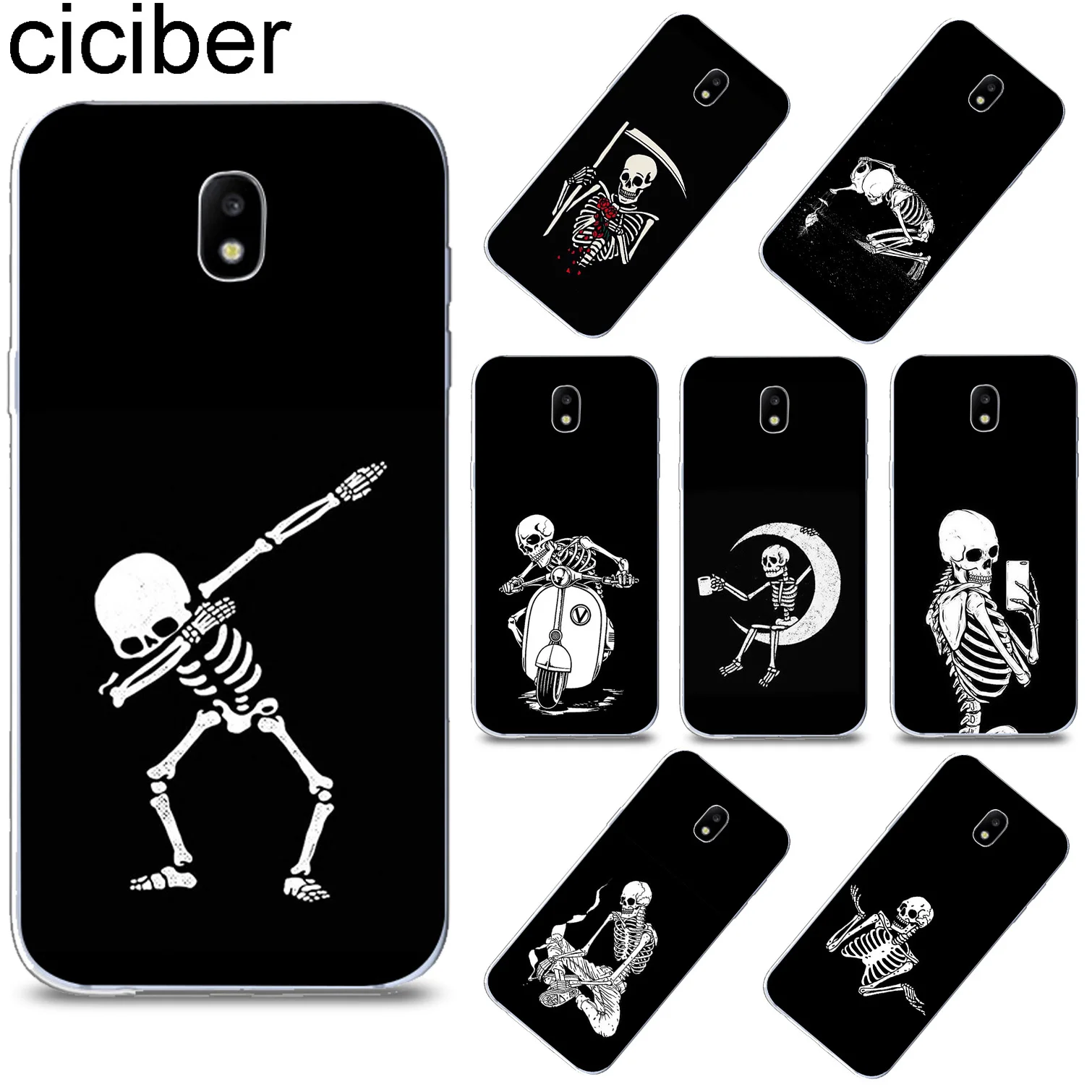 

ciciber Funny Skull Cover for Samsung Galaxy J6 J5 J8 J7 J4 J3 J2 J1 Pro Core Prime mini Plus 2016 2017 2018 Soft TPU Phone Case