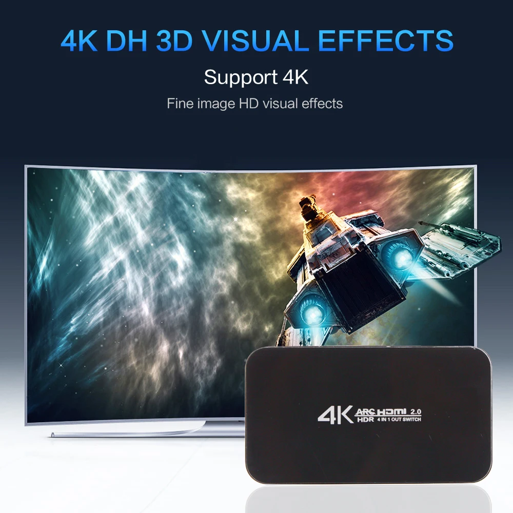 AIXXCO UHD HDMI коммутатор 2,0 4K HDR 4x1 адаптер коммутатор с аудио экстрактором 3,5 разъем волоконно-оптический кабель ARC разветвитель для HDTV