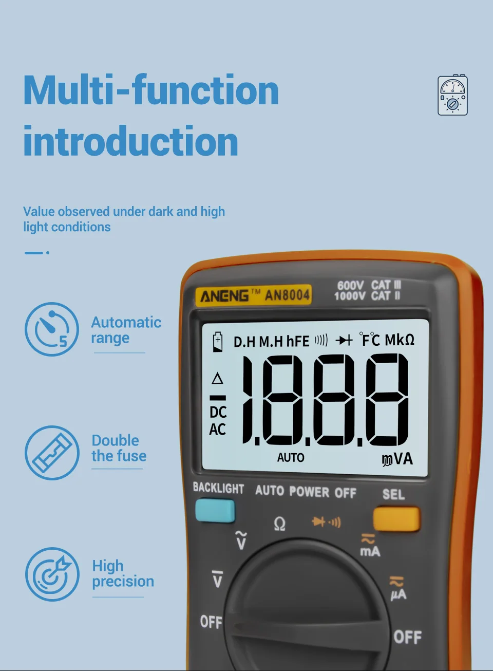 ANENG AN8004 LCD digital multimeter profesional capacitor tester esr meter richmeters inductance meter tester be true