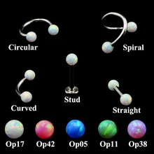 1 шт. хирургические Сталь опал ухо козелка серьги, Надеваемые На ушной хрящ ухо шпильки перегородки Кликер Нос бровей губ кольцо ювелирные изделия для пирсинга 16g