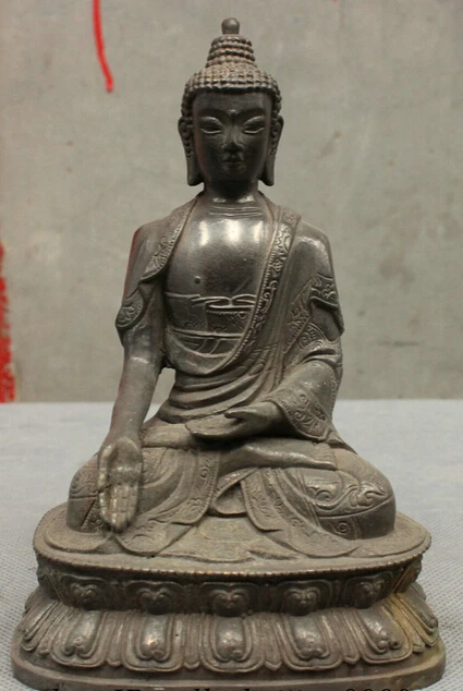 

JP S0608 Tibet Classica Pure Bronze Copper Shakyamuni Amitabha Sakyamuni Buddha Statue