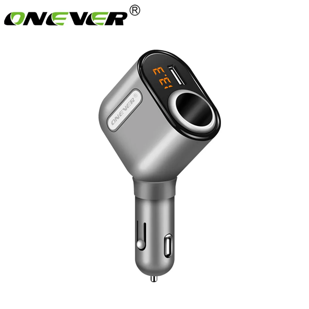 Onever DC 5 V 3 порта USB Автомобильное зарядное устройство прикуриватель гнездо отображение напряжения на светодиодном дисплее зарядное устройство с адаптером для gps, мобильных устройств - Название цвета: As shown