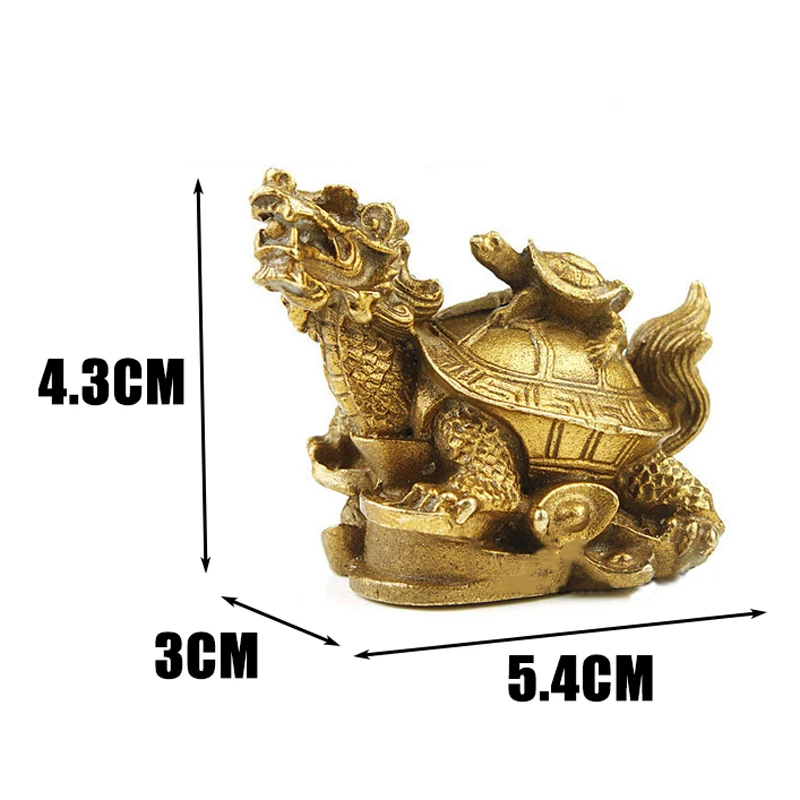 Fashion Newest Brass Feng Shui Dragon Turtle Tortoise Statue Coin Money Wealth Luck Figurine