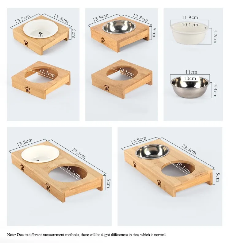 Маленькая кормушка для кошек и собак чаша с бамбуковой рамкой одна Двойная чаша котенок Щенок Чихуахуа еда вода керамический из нержавеющей стали чаша