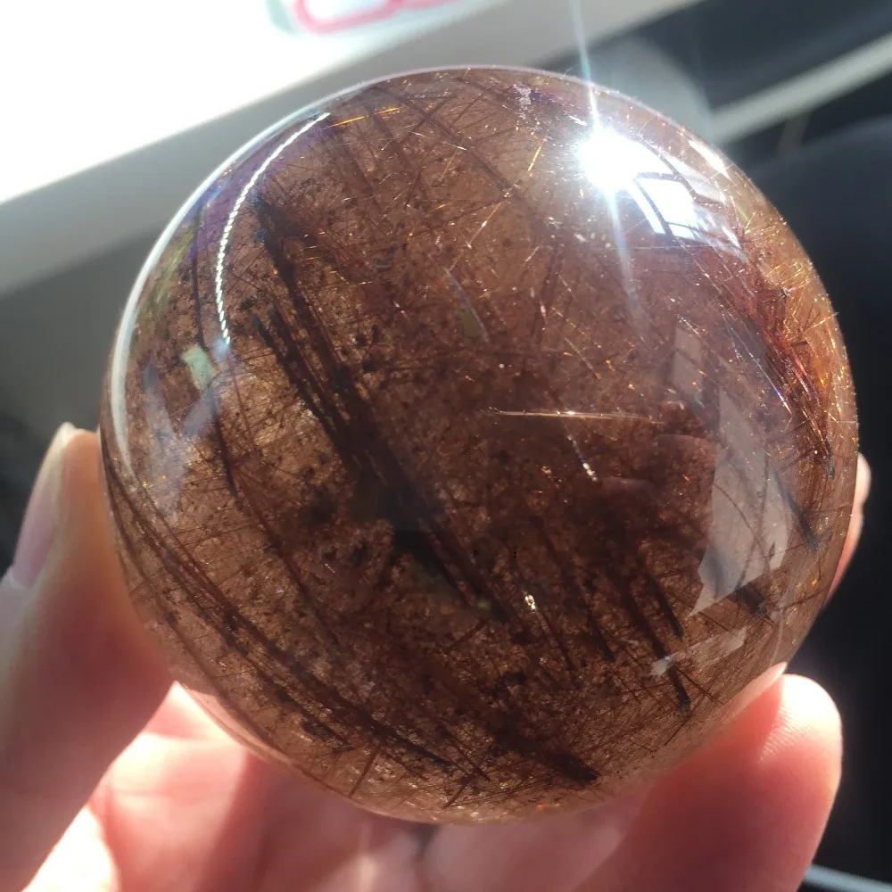 

Hot Sale Feng shui Crystal Ball 68mm Rutilated Crystal Sphere Decorative Ball Healing Stone Ornaments New Year Gift