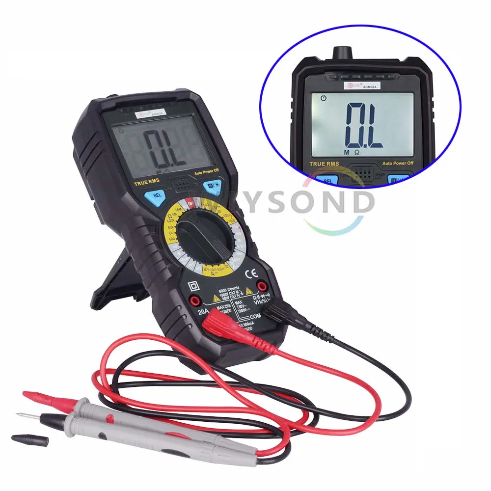 ADM08A 6000 counts True RMS NCV digital multimeter DMM DCV ACV A R C F