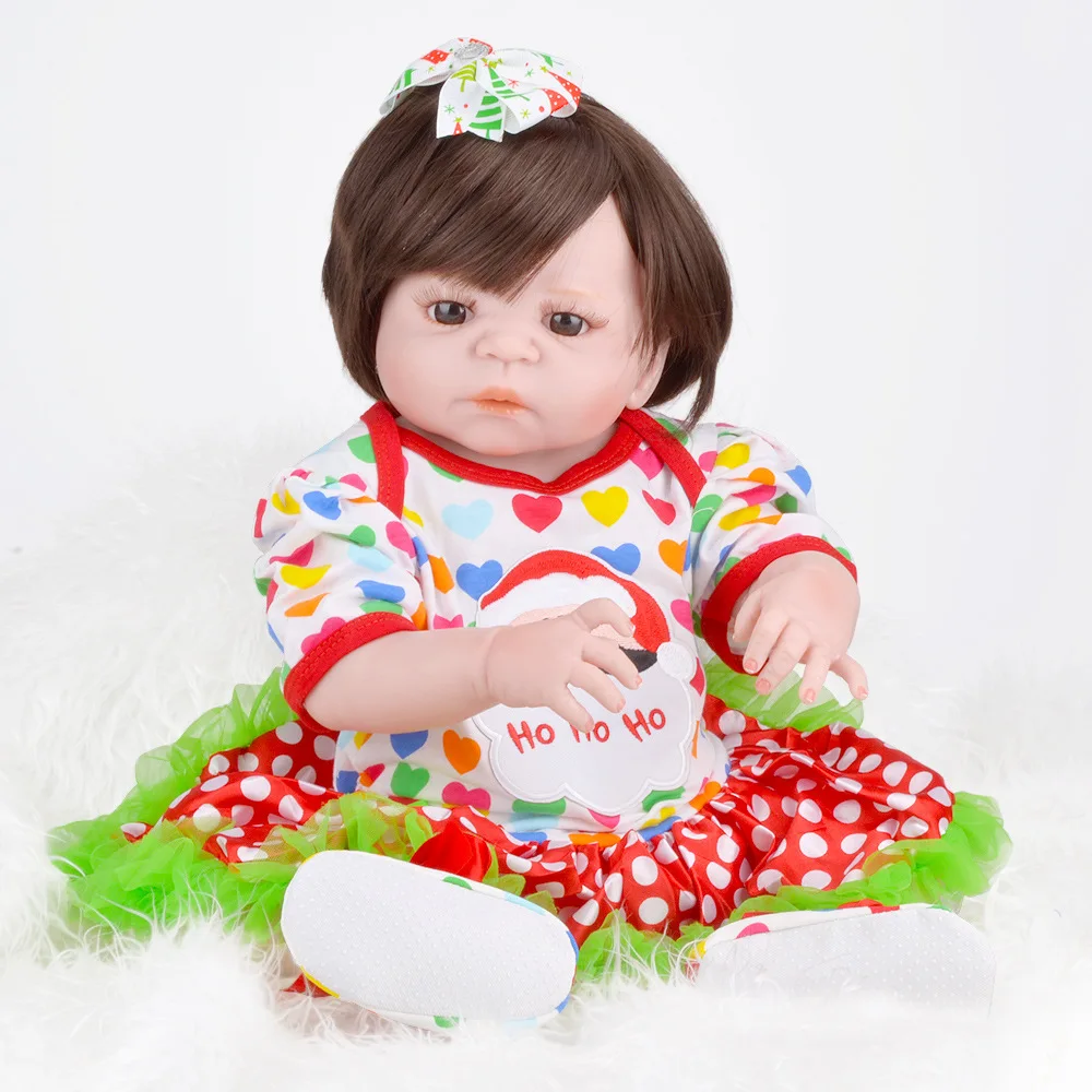 

full glue 58CM All Silicon Gel Simulation Baby Rebirth Doll Accompanying Toy Simulation Doll green red doll reborn dolls babies