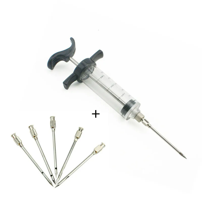 

1 PC 30ML Marinade Injector + 5pcs Stainless steel Marinade injector needle Set Meat Marinade Flavour Syring Cooking Injector