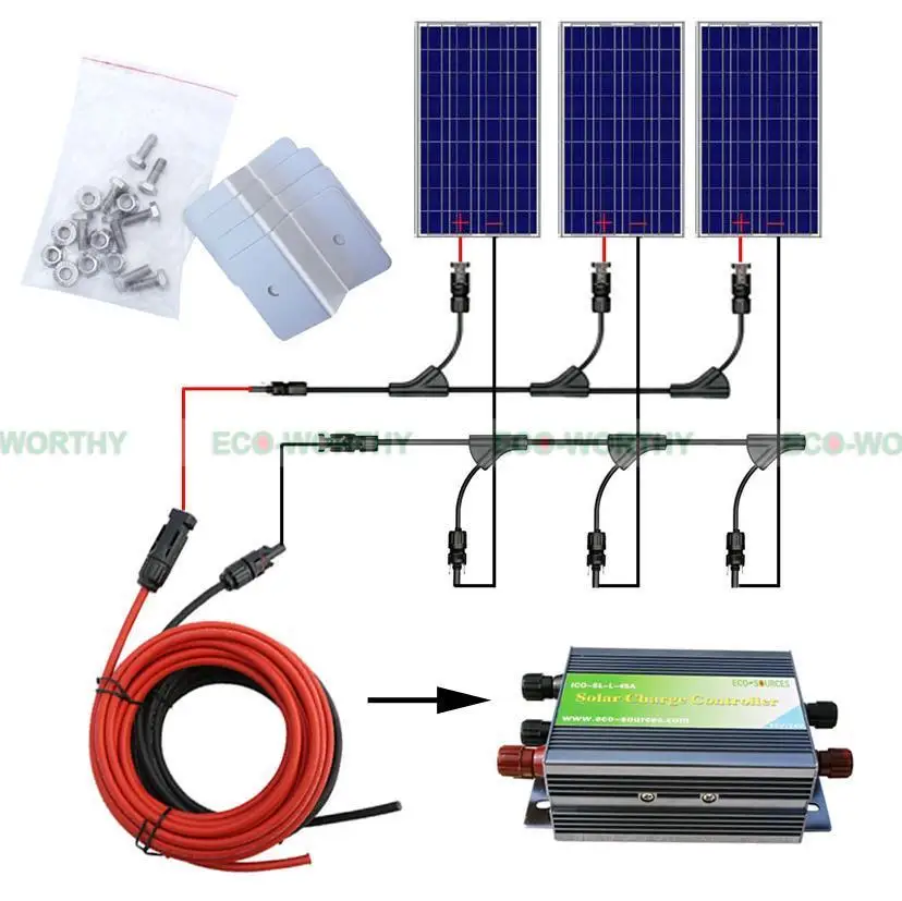 300w solar system complete kit 3 *100W photovoltaic PV solar panel system , solar module for RV boat, car , home solar system solar system