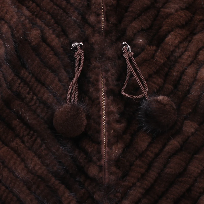 ZY81011 Ladies Real Knitted Mink Fur Full Sleeve With Hooded Fur Coat Jacket Winter Women Fur Coats Female Mink Fur Overcoat packable down jacket