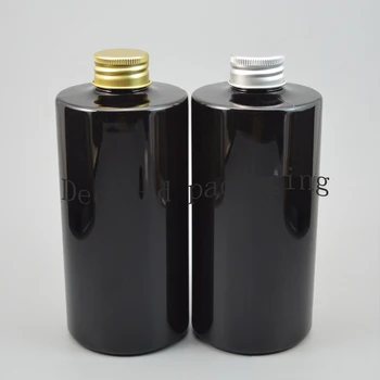 

12pcs 500ml black Plastic Empty Bottles with Aluminum Cap Small Solid Pill Container Wash Gargle Sample Bottles