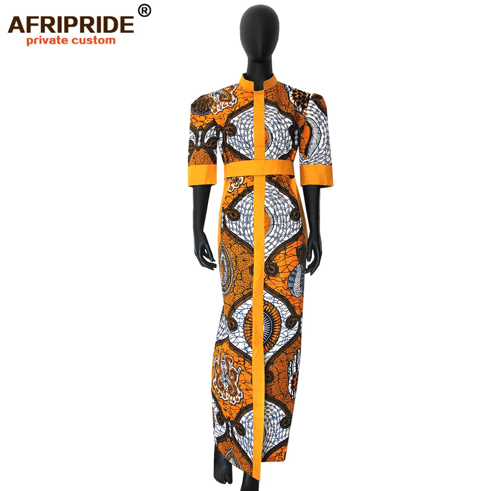 Африканское весеннее женское платье AFRIPRIDE портной madehalf с пышными рукавами длиной до пола прямое восковое хлопковое платье для женщин A1825083