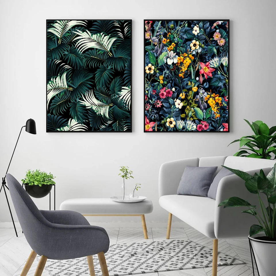 

Classic Palm Leaves Poster Tropical Jungle Green Canvas Print Nordic Exotic Garden Canvas Painting Wall Pictures For Living Room