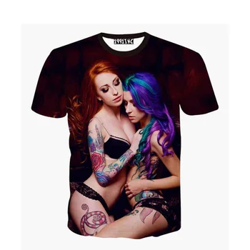 

T Shirt New Summer Fashion 3D Novel t-shirts Sexy Naked tattoo Girl Printing 3d t shirts Men/women top tees plus size