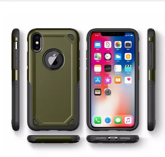 

For Apple iPhone 6s 8 7 6 Plus X PC + Silicone TPU Military Anti Shock Camouflage Armor Case For iPhone X Armour Defend Cover