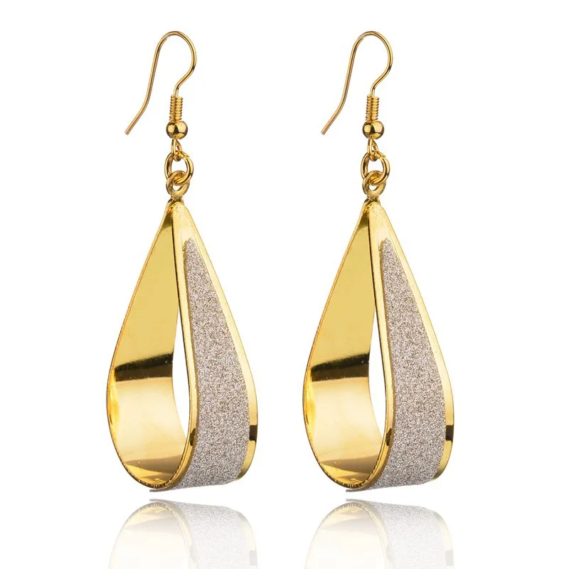 

XUBCHC Silver Gold Black 3 Colors Trendy Punk Women Waterdrop Earring Lady Girl Frosted Dangle Earrings Fashion Wedding Jewelry