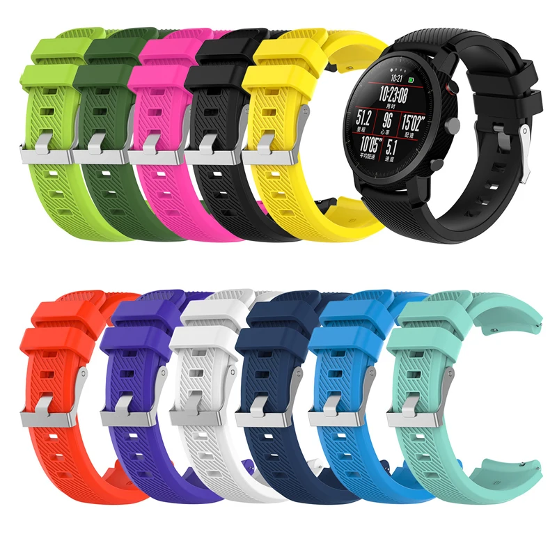 Силиконовый ремешок для часов 22 мм для Xiaomi Huami Amazfit pace stratos 2 2 s мужской спортивный браслет ремень для Huami Amazfit 1 2 ремешок для часов