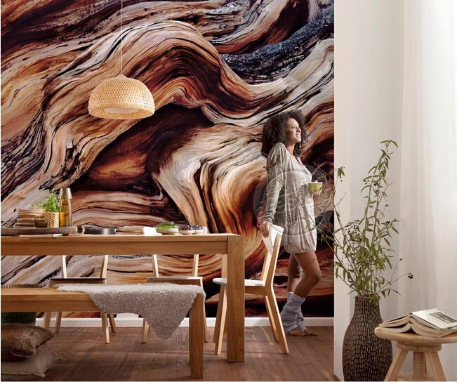 buy The custom 3D murals,Retro hand painted luxury solid wood texture ,living room sofa TV wall bedroom wall paper