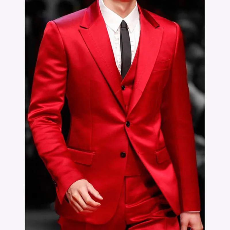 Men's suit three-piece suit (jacket + pants + vest) men's two rifle barge collar suit ball party dress support custom